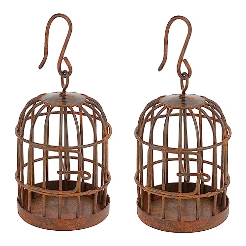 VICASKY 2Stücke Vogelkäfig Deko Anhänger Für Mikrolandschaften Garten Und Rostbraun Hängedekoration Für Blumenarrangements Und Terrarien von VICASKY
