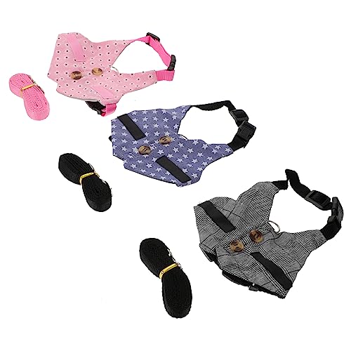 VICASKY 3 Sätze Teiliges Set mit Weste und Leine Stilvolles Geschirr für Hochzeiten Feiertage und Partys Geeignet für Kaninchen und Katzen Atmungsaktiv und von VICASKY