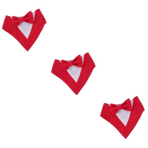VICASKY 3 Stück Hund Hochzeit Bandana Verstellbares Hundehalsband mit Schleife Modisches Dreieckstuch für Welpen und Katzen Rotes Haustier Halsaccessoire für Party und Festliche Anlässe VICASKY 3 Stück Hund Hochzeit Bandana Verstellbares Hundehalsband mit Schleife Modisches Dreieckstuch für Welpen und Katzen Rotes Haustier Halsaccessoire für Party und Festliche Anlässe von VICASKY