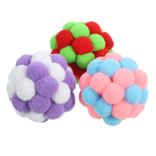 VICASKY 3 Stück Katzenbälle mit Glocken Interaktive Spielbälle für Katzen Fuzzy Balls für Drinnen Farbenfrohes Katzenspielzeug Bewegung und Spaß von VICASKY
