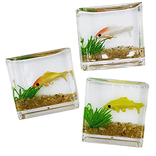 VICASKY 3 Stück Miniatur Fischglas mit Goldfischmodell Teiliges Verschleißfestes Mini Aquarium für Puppenhaus Dekoration Realistische Miniatur Landschaftsdeko Tisch und Zufällige Farbe VICASKY 3 Stück Miniatur Fischglas mit Goldfischmodell Teiliges Verschleißfestes Mini Aquarium für Puppenhaus Dekoration Realistische Miniatur Landschaftsdeko Tisch und Zufällige Farbe von VICASKY