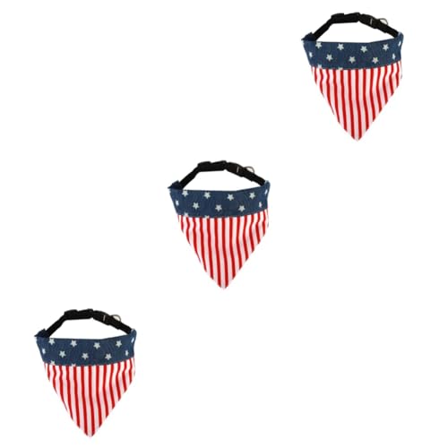 VICASKY 3 Stück Multifunktionales Hundehalsband Dreieckstuch aus Baumwolle mit Amerikanischer Flagge Saugfähiges Hundehalstuch für Mittelgroße und Große Hunde Modisches Hunde Bib für von VICASKY