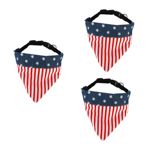 VICASKY 3 Stück Multifunktionales Hundehalstuch Baumwolle Dreieckstuch mit Amerikanischer Flagge Muster Waschbares Hundehalstuch Modisches Hundehalsband für Kleine und Mittlere Hunde zum von VICASKY