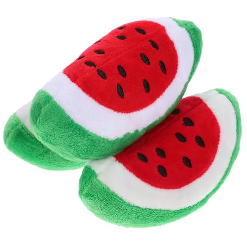 VICASKY 3 Stück Plüsch Hundespielzeug Wassermelone Form Cartoon Kauspielzeug für Kleine Hunde Welpen Stressabbau Beschäftigungsspielzeug zur Zahnpflege und Training von VICASKY