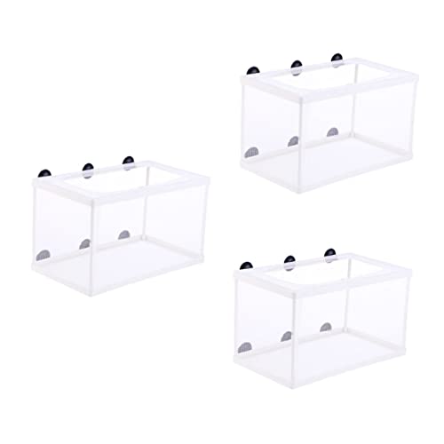 VICASKY 3 Stück Teiliges Fischzucht Isolationsnetz mit Saugnapf Kleines Aufzuchtbecken für Aquarium Langlebiges Fischbrutnetz zur Trennung und Schutz von Jungfischen Weiß Praktisch und von VICASKY