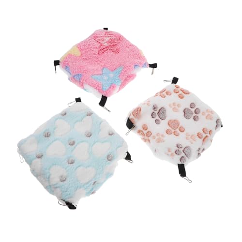 VICASKY 3 Stück Teiliges Hamster Hängematten Doppellagig Kuschelig Warm Plüsch Schlafsack für Zuckersegler Eichhörnchen und Kleine Nager Hängendes Kuschelbett für Winter Einfach zu von VICASKY