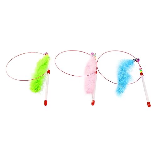 VICASKY 3 Stück Teiliges Katzenspielzeug mit Draht und Farbigem Kunststoffgriff Interaktives Federspielzeug mit Glocke Langlebiger Katzenangel Stab für Aktives und Zufällige Farbe VICASKY 3 Stück Teiliges Katzenspielzeug mit Draht und Farbigem Kunststoffgriff Interaktives Federspielzeug mit Glocke Langlebiger Katzenangel Stab für Aktives und Zufällige Farbe von VICASKY