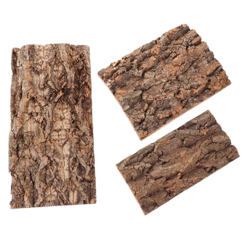 VICASKY 3 Stück Teiliges Terrarium Hintergrund Korkrinde Reptilien Zubehör Naturnahe Aquarium Wanddekoration für Gecko Schildkröte und Reptilien Terrarien Natürliche Korkrinde von VICASKY