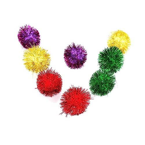 VICASKY 30 Stück Farbige Mini Glitzer Tinsel Bälle Kleine Pom Bälle für Katzenspielzeug Gemischte Farben Durchmesser Spaß und Bewegung für Ihre Katze von VICASKY