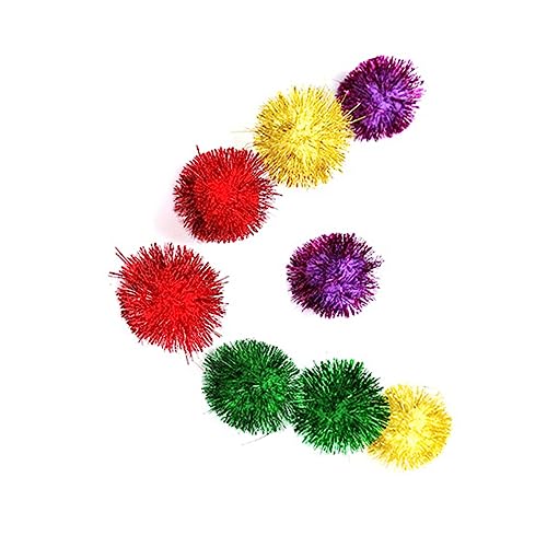 VICASKY 30Stücke Mini Glitzer Tinsel Bälle für Katzen Katzen Pompons Gemischte Interaktives für Katzen und Kätzchen Fördert Bewegung von VICASKY