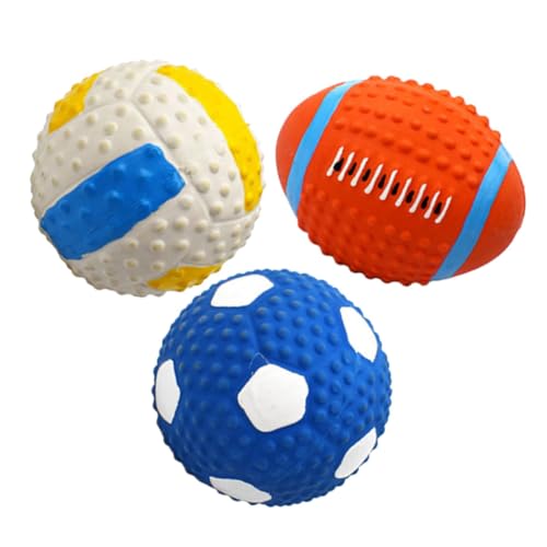 VICASKY 3Stücke Haustier Geräuschspielzeug für Hunde aus Latex zur Zahnpflege und Beschäftigung Rugby Volleyball Fußball VICASKY 3Stücke Haustier Geräuschspielzeug für Hunde aus Latex zur Zahnpflege und Beschäftigung Rugby Volleyball Fußball von VICASKY