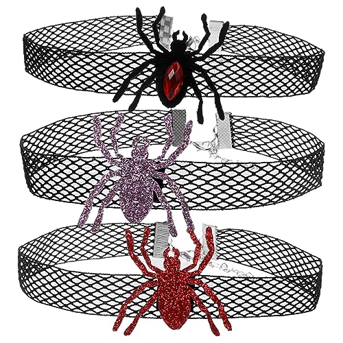 VICASKY 3Stücke Katzenhalsband mit Spinnen Charm Verstellbare Halloween Dekoration Netzartig für Kleine Katzen Sicher und Leicht für Festliche Anlässe von VICASKY