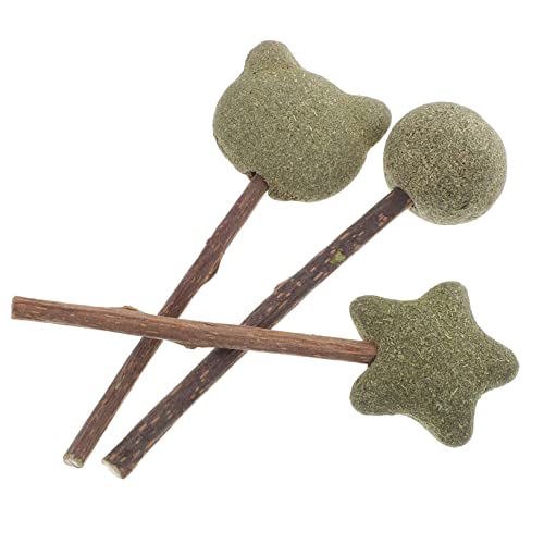 VICASKY 3Stücke Katzenminze Kauspielzeug Essbarer Molar Stick für Katzen mit Katzenspielzeug aus Katzenminze für Indoor Katzen und Kätzchen Fördert Zahnhygiene und Spielspaß von VICASKY
