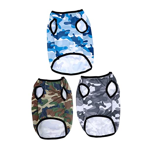 VICASKY 3Stücke Teiliges Hundehemd im Camouflage Design Atmungsaktive Sommerkleidung für Welpen für Kleine Waschbar Sorgt für Stil VICASKY 3Stücke Teiliges Hundehemd im Camouflage Design Atmungsaktive Sommerkleidung für Welpen für Kleine Waschbar Sorgt für Stil von VICASKY