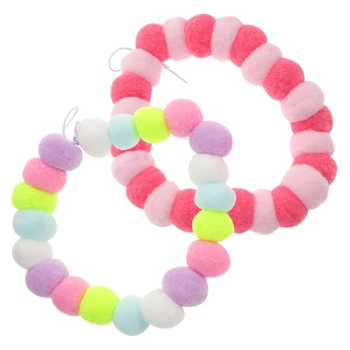 VICASKY 4 Stck. Teiliges Haustier Elastisches Waschbares Plüschball für und Kätzchen Farbenfrohe Dicke Katzenhalskette für Festtage und Besondere Anlässe Zufällige Farben von VICASKY