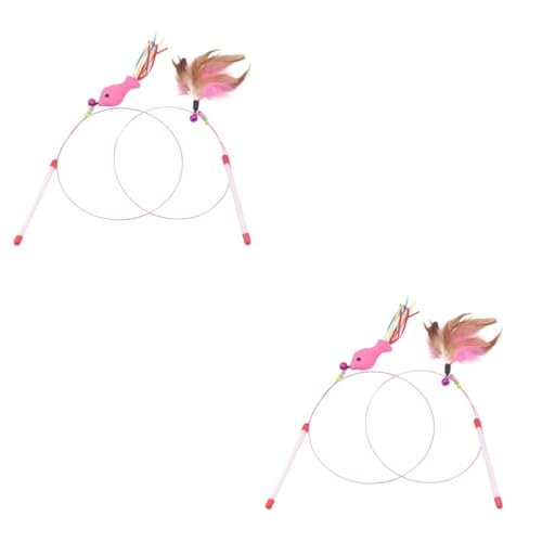 VICASKY 4 Stck. Teiliges Katzenspielzeug mit Stahlfeder und Glöckchen Interaktive Angel mit Fisch und Federdesign Lustiger Teaser zur Selbstbeschäftigung und Aktivitätsförderung für Katzen von VICASKY