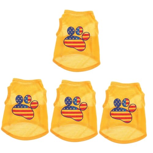 VICASKY 4 Stück Atmungsaktive Hundeweste Sommer Hundeshirt Ärmellos Leichtes Pet Vest für Kleine Hunde S Gelb Fußabdruck Design VICASKY 4 Stück Atmungsaktive Hundeweste Sommer Hundeshirt Ärmellos Leichtes Pet Vest für Kleine Hunde S Gelb Fußabdruck Design von VICASKY