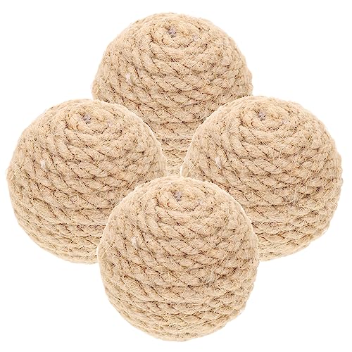 VICASKY 4 Stück Catnip Cat Kratzball Für Katzen Drinnen Selbst Katzenkratzer Kätzchen Kratzen Katzenspielzeug Für Wohnungskatzen, Kätzchen Post Katze Kratzt Jute Light Brown von VICASKY
