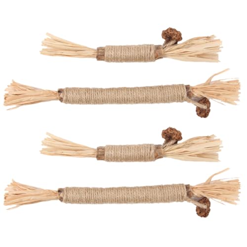VICASKY 4 Stück Katzenminze Zahnpflege Spielzeugset Teiliges Kit aus Holz für Kätzchen Sicher Langlebig und Stressreduzierend für Zahnreinigung von VICASKY