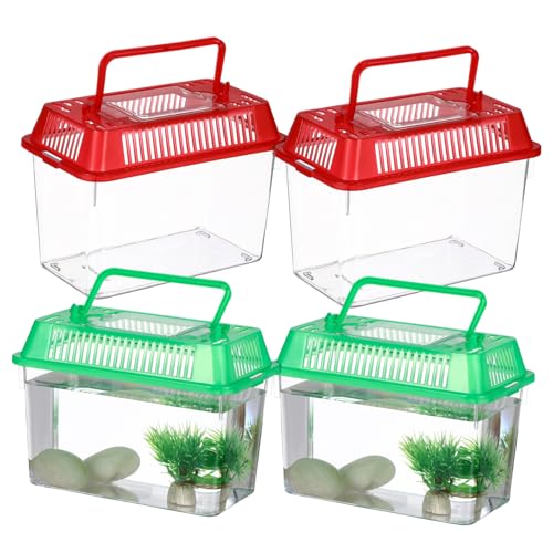 VICASKY 4 Stück Mini Handheld Fish Tank Transparente Zuchtbox für Reptilien und Schildkröten Tragbares Aquarium mit Belüftung Bunte Farben VICASKY 4 Stück Mini Handheld Fish Tank Transparente Zuchtbox für Reptilien und Schildkröten Tragbares Aquarium mit Belüftung Bunte Farben von VICASKY