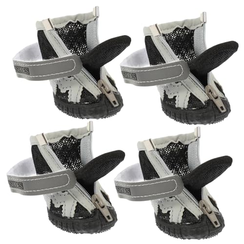 VICASKY 4 Stück Teiliges Atmungsaktive Verstellbare Hundeschuhe für Kleine Hunde rutschfeste Pfotenschutzschuhe Komfortable Netz Sommerschuhe für Outdoor Spaziergänge von VICASKY