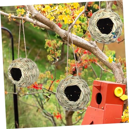 VICASKY 4 Stück Teiliges Hängendes Vogelnest aus Grasgeflecht Rundöffnung Atmungsaktiv Kompakt Für Papageien Hummervögel Kleine Vögel Vielseitiges Vogelhaus für Garten Balkon VICASKY 4 Stück Teiliges Hängendes Vogelnest aus Grasgeflecht Rundöffnung Atmungsaktiv Kompakt Für Papageien Hummervögel Kleine Vögel Vielseitiges Vogelhaus für Garten Balkon von VICASKY