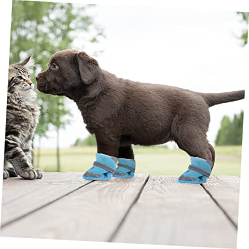 VICASKY 4 Stück Teiliges Hundeschuhe mit Rutschfestem Design Reflektierenden Streifen und Verstellbarer Schützende Schneestiefel für Kleine Hunde Welpen und Katzen Wärmeisolierend und von VICASKY