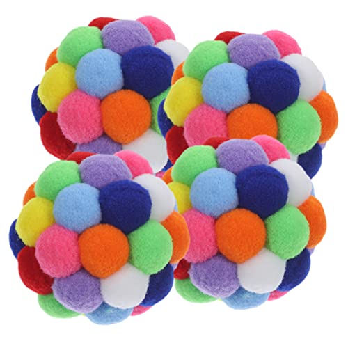 VICASKY 4 Stück Teiliges Interaktives Katzenspielzeug mit Glöckchen Bunte Fuzzy Bälle für Wohnungskatzen für Spiel und Bewegung Fördert die Interaktion und Einsamkeit von VICASKY