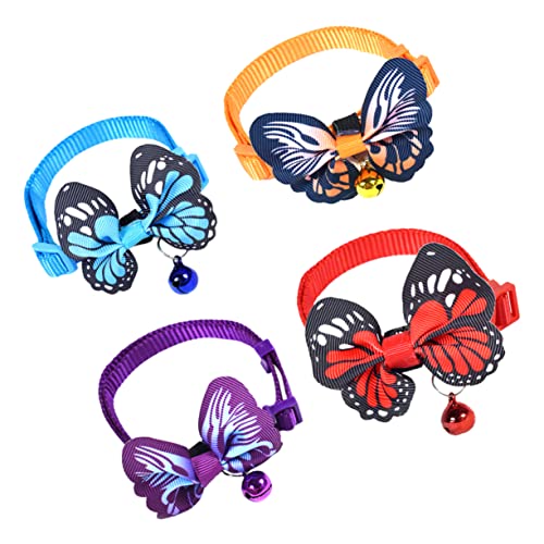VICASKY 4 Stück Teiliges Verstellbares Haustierhalsband mit Buntem Muster Komfortables Katzen und Hundehalsband Einstellbarer Verschluss für Modisches Accessoire für Haustiere von VICASKY