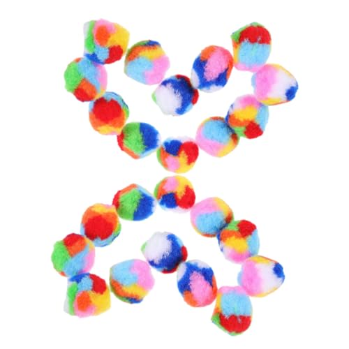 VICASKY 40 Stück Teiliges Katzenspielzeug Plüschbälle in Regenbogenfarben Interaktive Spielbälle für Wohnungskatzen Leicht Kompakt zur Beschäftigung und Stressabbau bei Kätzchen und von VICASKY
