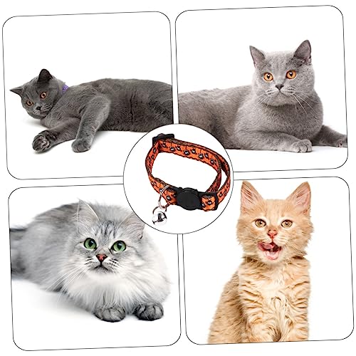VICASKY 4Stücke Haustierkragen mit Glocken Halloween Druck mit Kürbis und Schädel Zufällige Designs für Hunde und Katzen Zubehör für Halloween von VICASKY