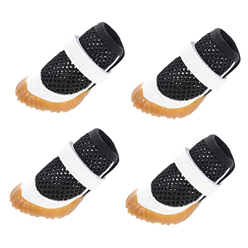 VICASKY 4Stücke Hundeschuhe Atmungsaktive Sommerpfotenabdeckung für Verstellbare Pfotenschutz Schuhe mit Rutschfester Sohle für Outdoor Aktivitäten und Warmes von VICASKY