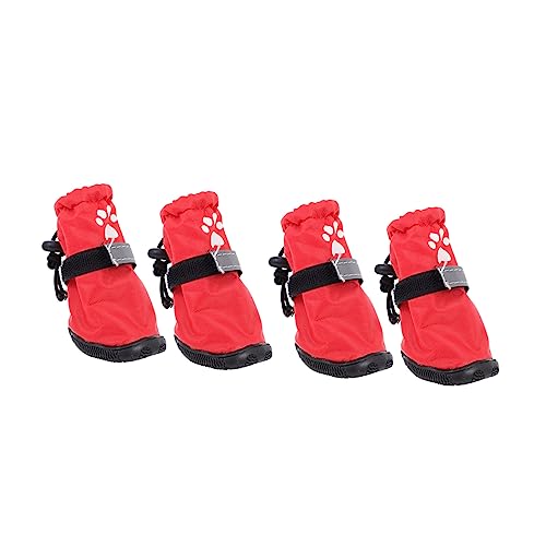 VICASKY 4Stücke Hundeschuhe Outdoor Schutz für Hundepfoten Rutsch Polyester mit Reflektierenden Riemen für Kleine und Mittlere Schmutz und Nässe Schutz von VICASKY