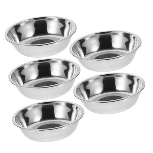 VICASKY 5 Stück Runder Futternapf für Katzen aus Edelstahl Schnurrhaarfreundlicher Katzennapf Schlüssel groß pet Water Bowl pet Food Container Futternapf für Hunde Indoor Hundenapf Silver von VICASKY