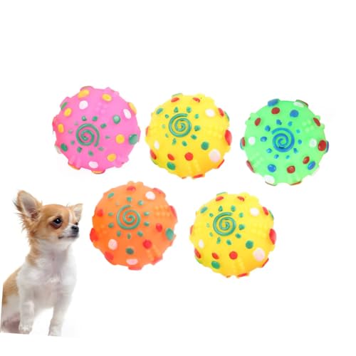 VICASKY 5 Stück Teiliges Hundespielzeug mit Quietscher Robuster Kauspielzeug Ball aus Sicherem Kunststoff Widerstandsfähig für Aggressive Kauer Geräusch Erzeugend zur Zufällige Farbe von VICASKY