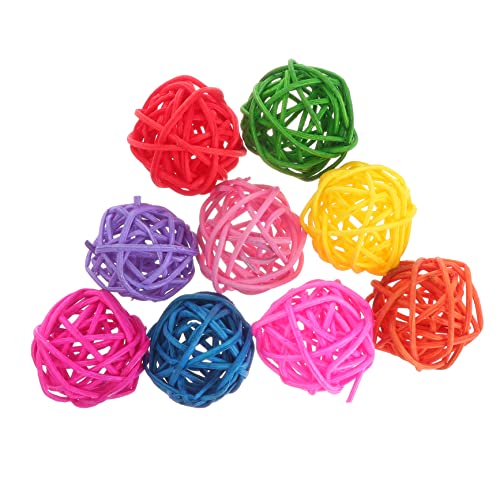 VICASKY 50stücke Rattanball Spielzeug Für Papageien Korbgeflecht Bälle Als Kauspielzeug Für Vögel Natürliches Material Für Kaubedürfnisse Bunte Rattanbälle Für Vogelfreude von VICASKY