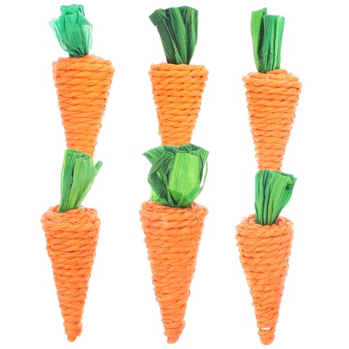VICASKY 6Stücke Teiliges Hamster Kauspielzeug aus Geflochtenem Heu Karotten Design für Hamster Kaninchen und Meerschweinchen Fördert Zahngesundheit und Spielspaß VICASKY 6Stücke Teiliges Hamster Kauspielzeug aus Geflochtenem Heu Karotten Design für Hamster Kaninchen und Meerschweinchen Fördert Zahngesundheit und Spielspaß von VICASKY