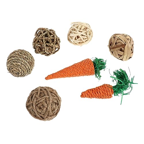 VICASKY 7 Stück Teiliges Kaninchen Spielzeugset aus Stroh Interaktive Molarbälle für Kleintiere für Hamster Chinchillas und Meerschweinchen Langlebig und Unterhaltsam von VICASKY