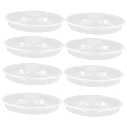 VICASKY 8Stücke Teiliges Flacher Plastikpflanzen Untersetzer Transparente Wassertabletts für Pflanzenpflege Böden Innenräumen Garten von VICASKY