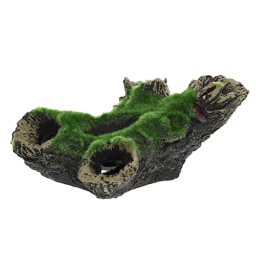 VICASKY Aquarium Dekoration Resin Höhle mit Moos Einzigartiges Versteck Ornament für Fischbecken Lebendige Landschafts Deko für Zierfische Terrassen und Gartenschmuck von VICASKY