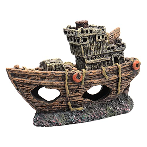 VICASKY Aquarium Dekoration Resin Piratenschiff Versteck Höhle Langlebig Unterwasser Ornament für Fische Aquarienzubehör Naturgetreu Pflegeleicht von VICASKY