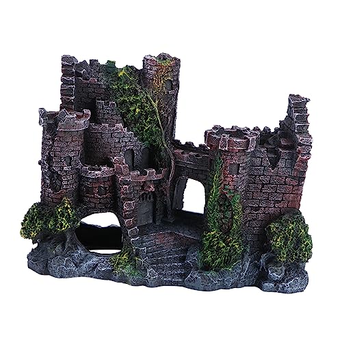 VICASKY Aquarium Fake Castle Fisch Unterschlupf Resin Deko für Aquarienlandschaft Kleine Fischbecken Ornamente für Garnelen und Fische von VICASKY