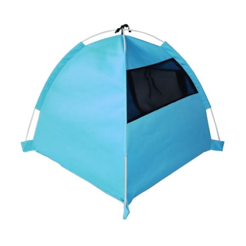 VICASKY Atmungsaktives Faltbares Haustierzelt für Draußen Blau mit Netzdesign und Großer Türöffnung als Sommer Hundehütte und Katzenzelt Robustes Waschbares Material Praktisches Outdoor von VICASKY