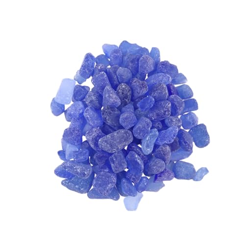 VICASKY Blauer Glasstein Polierte Unregelmäßige Dekosteine für Aquarium Blumenvase DIY Basteln Langlebige Sichere Ziersteine für Süßwasser Vielseitige Wohnraumdekoration von VICASKY