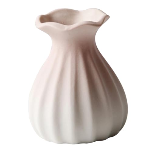 VICASKY Blumenvase Keramik Sanften Pinktönen Für Tischdeko Im Bauernhaus Dekorative Vase Für Getrocknete Für Wohnzimmer Und Esstisch von VICASKY