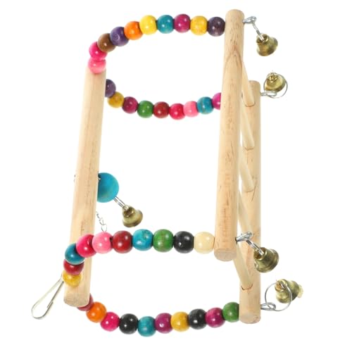 VICASKY Bunte Holzperlen Vogelschaukel aus Naturholz Beissfestes und Verschleißfestes Papageien Käfig Sitzstange und Hängespielzeug für Wellensittiche und Kleine Vögel von VICASKY