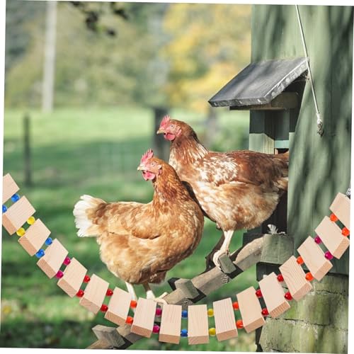 VICASKY Bunte Natürliche Holz Hühnerleiter mit Schaukel zum Klettern und Stabile Sitzstange für Hühner Papageien und Vögel Installieren Robustes Vogelspielzeug für Käfig und Stall von VICASKY