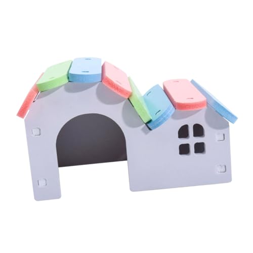 VICASKY Buntes Kaninchenspielzeug Und Hamsterspielzeug - Ökologisches Holzhaus Mit Kreativem Eingang Für Hamster Und Kleine Haustiere - Ideal Als Schlafnest Und Versteck 1 Stück von VICASKY