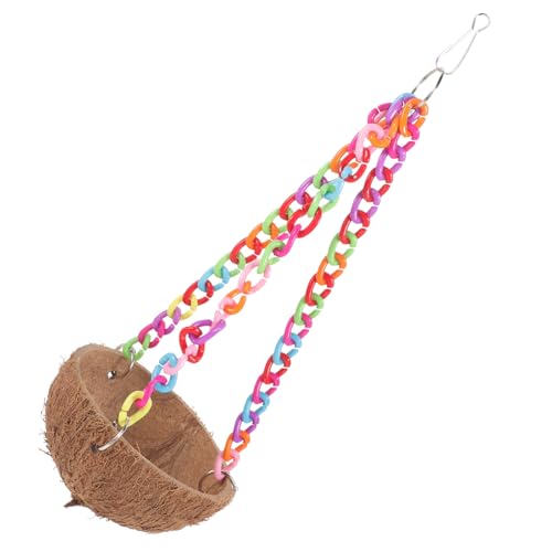 VICASKY Buntes Papageien Hängematten Nest aus Kokosschale mit Farbiger Kette Multifunktionales Vogel und Kleintier Schlaf und Spielplatz Naturbelassenes Poliertes Zufällige Farbe VICASKY Buntes Papageien Hängematten Nest aus Kokosschale mit Farbiger Kette Multifunktionales Vogel und Kleintier Schlaf und Spielplatz Naturbelassenes Poliertes Zufällige Farbe von VICASKY