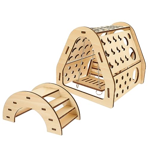 VICASKY DIY Hamster Holzversteck mit Rutsche und Brücke Kleintierhaus für Hamster Sicheres und Atmungsaktives für Aktivitäten und Schlafplatz VICASKY DIY Hamster Holzversteck mit Rutsche und Brücke Kleintierhaus für Hamster Sicheres und Atmungsaktives für Aktivitäten und Schlafplatz von VICASKY